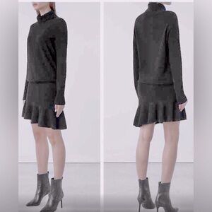AllSaints Hava Mini Sweater Dress Turtleneck Wool & Cashmere Knit - Grey size XS